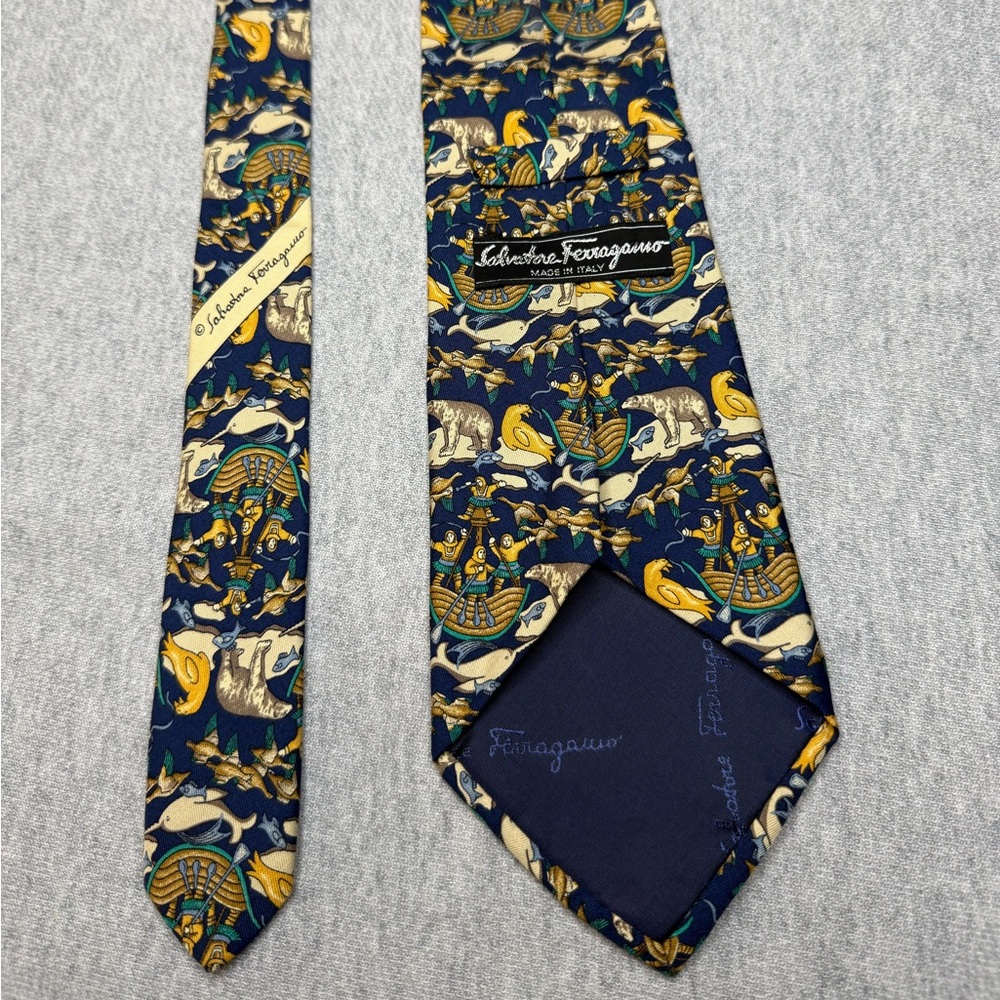 Salvatore Ferragamo Blue and Yellow Elegant Tie